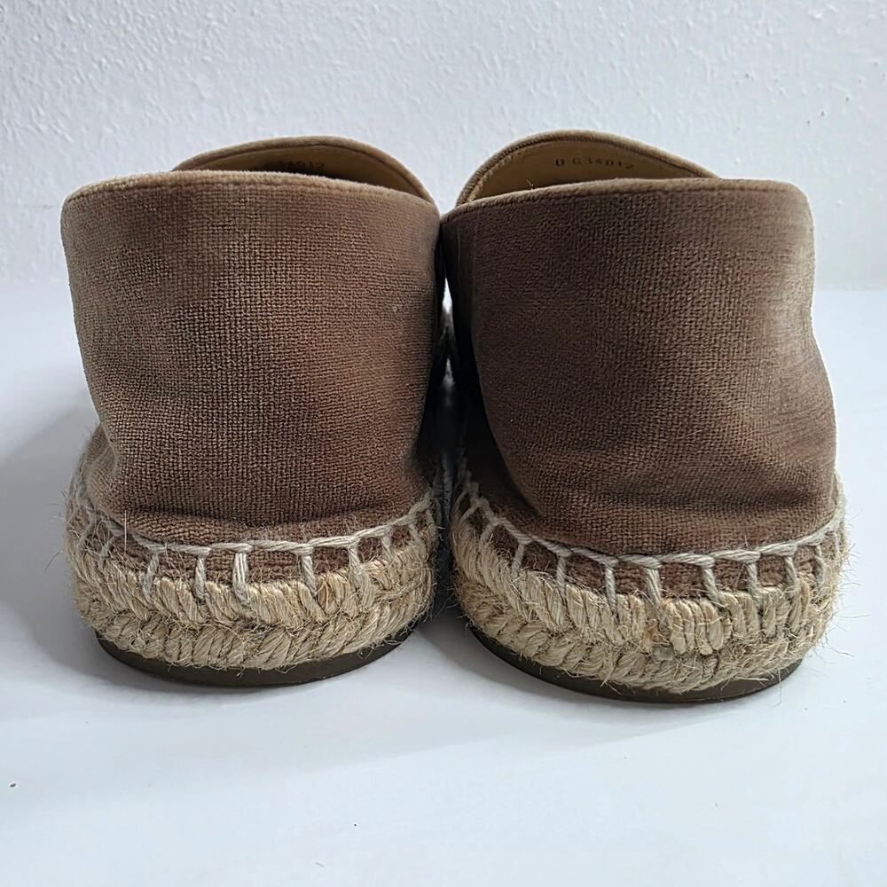 Authentic CHANEL Velvet Logo Espadrilles Beige Taupe Black Cap Toe Flats EU 38 - Picture 9 of 11